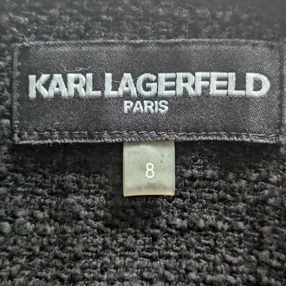 Karl Lagerfield Medium Black Tweed Blazer Jacket - Picture 2 of 16